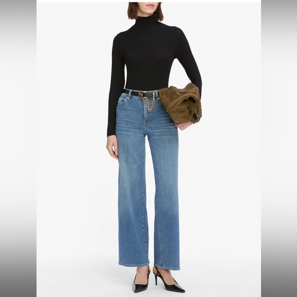 FRAME Denim le Slim Palazzo stretch wide leg Classic Blue Jeans size 32 NWT!